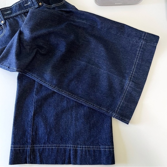 Tanya Taylor Jemma Pant High Waist Wide Leg Flare Denim Cropped Jean Indigo 2 - Picture 13 of 16